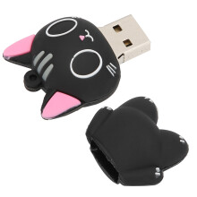 Cartoon Cat 16GB USB-Stick Datenarchivierung U-Disk Schwarz Kompatibel mit Windows/Linux
