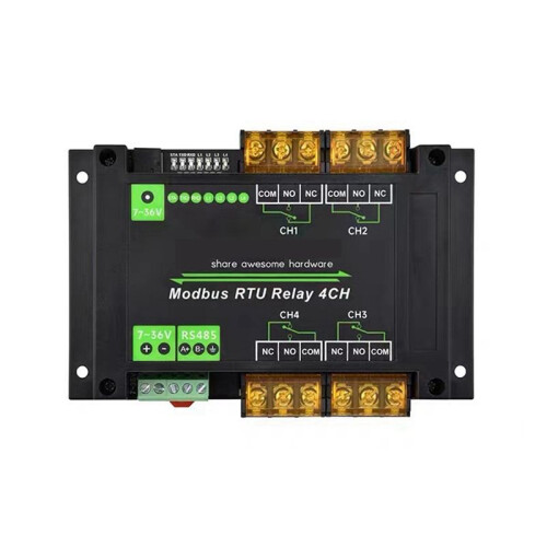 DIN-Rail 4-Kanals Relämodul Modbus RTU Protocol RS485 High Current Relay Module Variety Isolation Protection Circuit