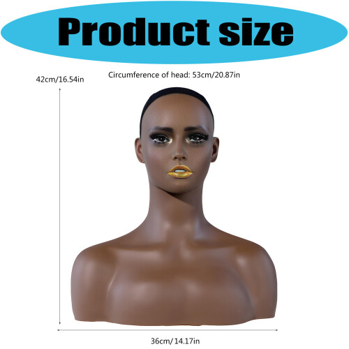 PVC Training Mannequin Head Model With Shoulders In Dark Skin 2