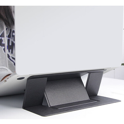 Leather Laptop Folding Stand with Dual Angles Brown 1