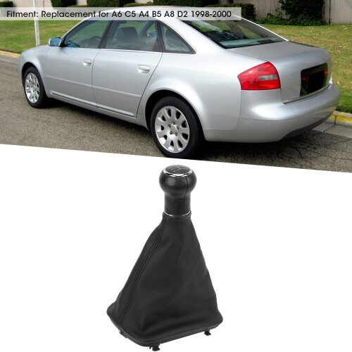 Gear Shift Knob & Boot Cover Replacement for A6 C5 A4 B5 A8 D2 1998-2000 Black 2