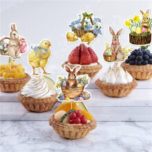40Pcs Cute Chick Rabbit Egg Style Cupcake Topper Easter Festival Birthday Party Baby Shower Decorations