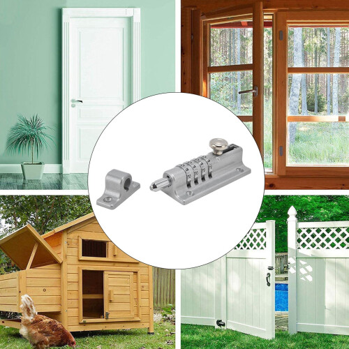 Rust-Resistant 4 Digit Combination Bolt Lock for Pool Fence Gate Silver Durable 2