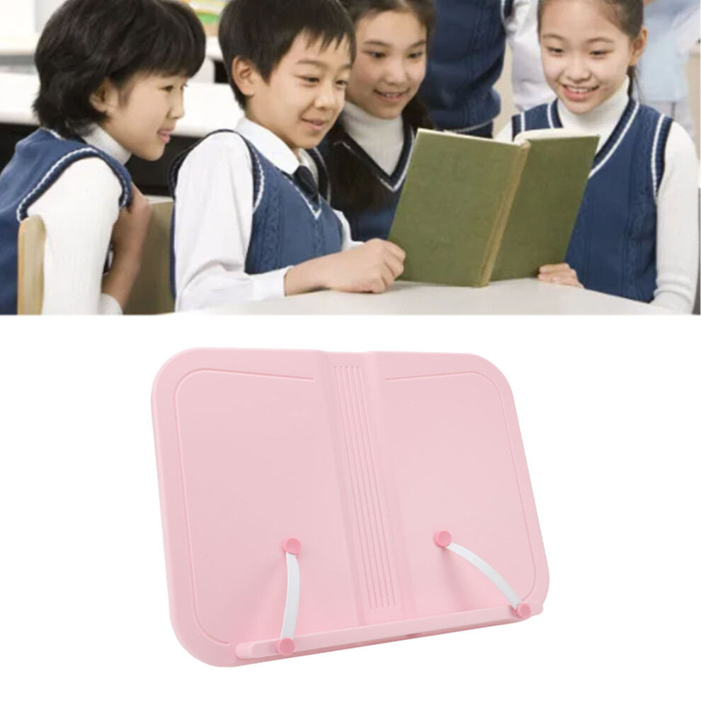 Pink Adjustable Abs Book Stand For Reading With Page Clips, Tablet & Cookbook Holder