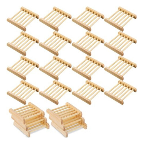 Conjunto de 50 Saboneteiras de Madeira para Bambu, Simples e Funcional, para Secar Sabonetes e Outros Itens de Banheiro e Cozinha. 1