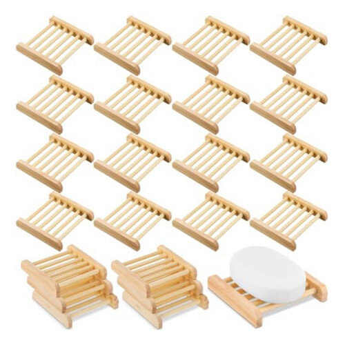 Conjunto de 50 Saboneteiras de Madeira para Bambu, Simples e Funcional, para Secar Sabonetes e Outros Itens de Banheiro e Cozinha. 2