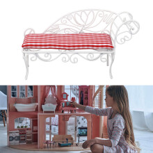 Miniature Iron Dollhouse Daybed 14cm White with Fabric Detail