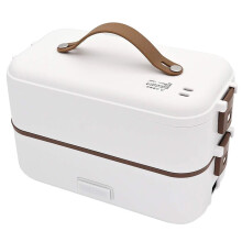 Self Cooking Electric Lunch Box, Portable Food Warmer, Rice Cooker 2 Layer 800ML Heated Lunch Box for Home Office US