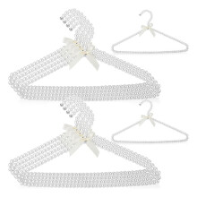 10 Stück 40 cm Lange, Perlenbesetzte Kleiderbügel Aus Metall mit Schleife, Eleganter Standard-Kleiderbügel