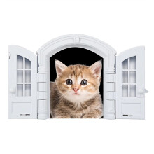 French Cat Door French Pet Free Entry and Exit Double Door ABS Cat Door Dog Door Hole