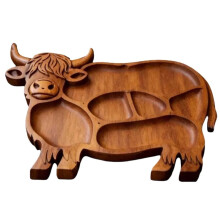 Wood Charcuterie Board Highland Cow Design, Natural Wood Serving Board Rustic Serving Tray, Cheese Platter Snack Board C