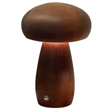 Wooden Mushrooms Night Light Touch Bedside Table Lamp Walnut Beech Wood Warm Dimmable Desk Light USB Chargeable