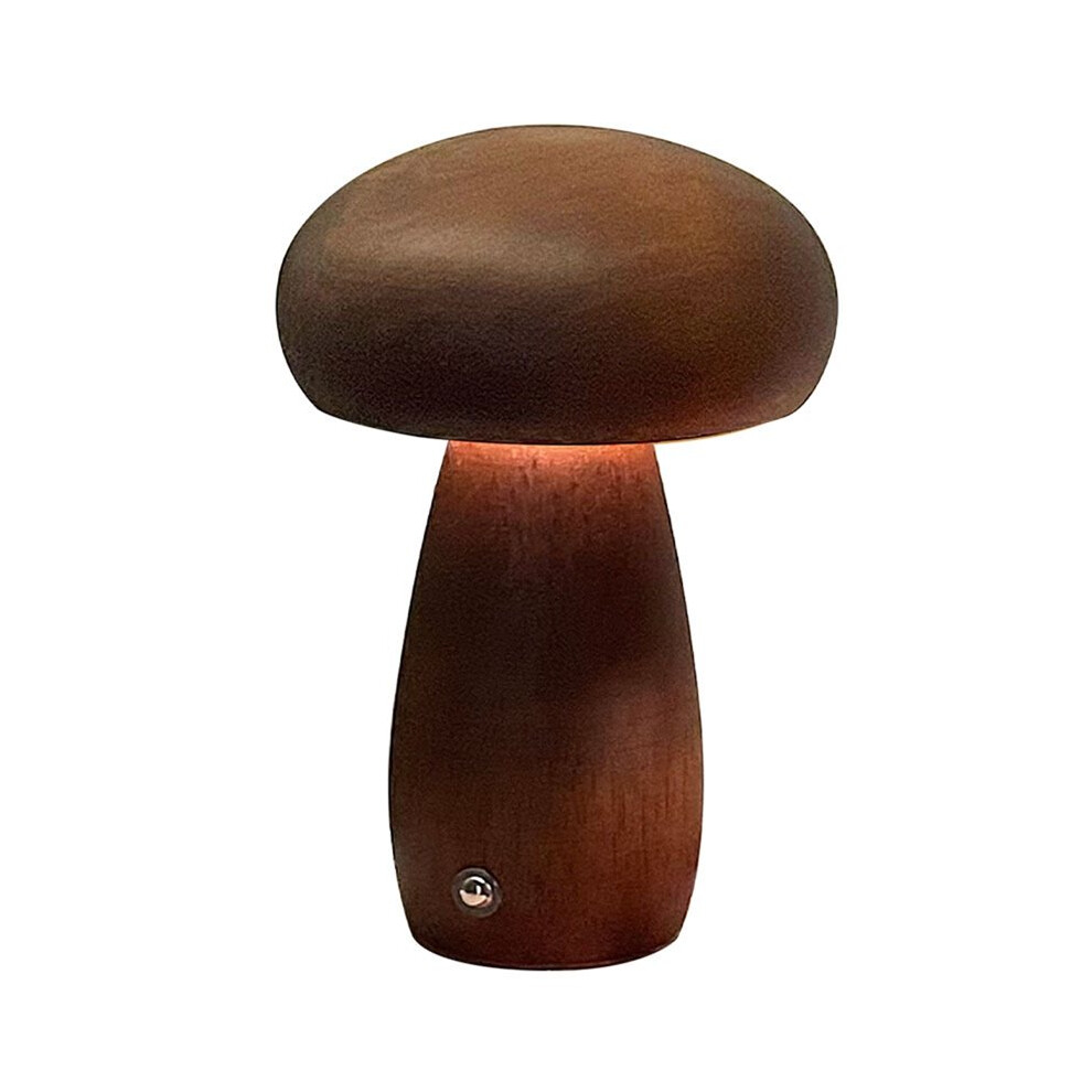 Wooden Mushrooms Night Touch Bedside Table Lamp Walnut Beech Wood Warm Dimmable Desk Usb Chargeable Light 6032285072032