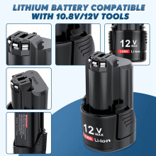 4x High-Capacity 4000mAh Li-Ion Battery for 12V/10.8V - Compatible with BAT411, BAT412, BAT413 Series