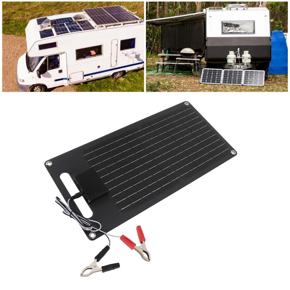 50W Monocrystalline Solar Panel 12V Dual Usb & Type C Black 4111390893571