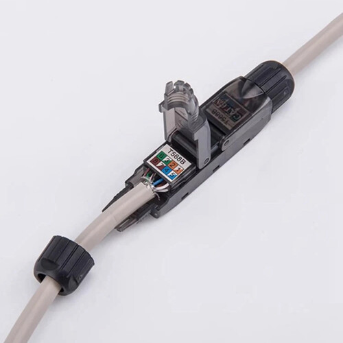 10X RJ45 Cat6A UTP LAN Cable Tool-Less Extension Connector Network Extender Junction Adapter Connection Box 2