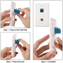 8 Packs Ethernet Coax Wall Plate Outlet with 1 Cat6 Port and 1 Gold-Plated Coax F Type Port RJ45 Wall Plates