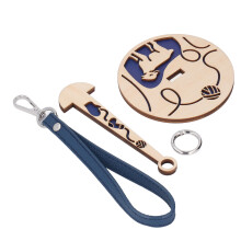 Lightweight Portable Wrist Yarn Holder in Blue, Poplar Wood
