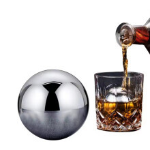 2X Round Whiskey Stones Shape Reusable Stainless Steel Ice Whiskey Stones Metal Ice
