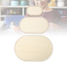 3Pcs Solid Wood Basket Bases for Crochet & Weaving, Durable Oval Size