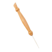 Sewing Awl Tool Wooden Handle Leather Fabric Handcraft Tapered Tip
