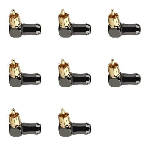 8 Uds. Conector RCA Conector de Audio Macho Codo de Ángulo Recto de 90 Grados Conector de Terminal de Altavoz para Soldar Cable de Vídeo 1