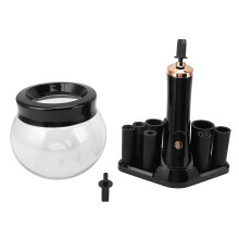 Makeup Brush Cleaner Dryer with 8 Silicone Collars, Deep Clean, Auto Black