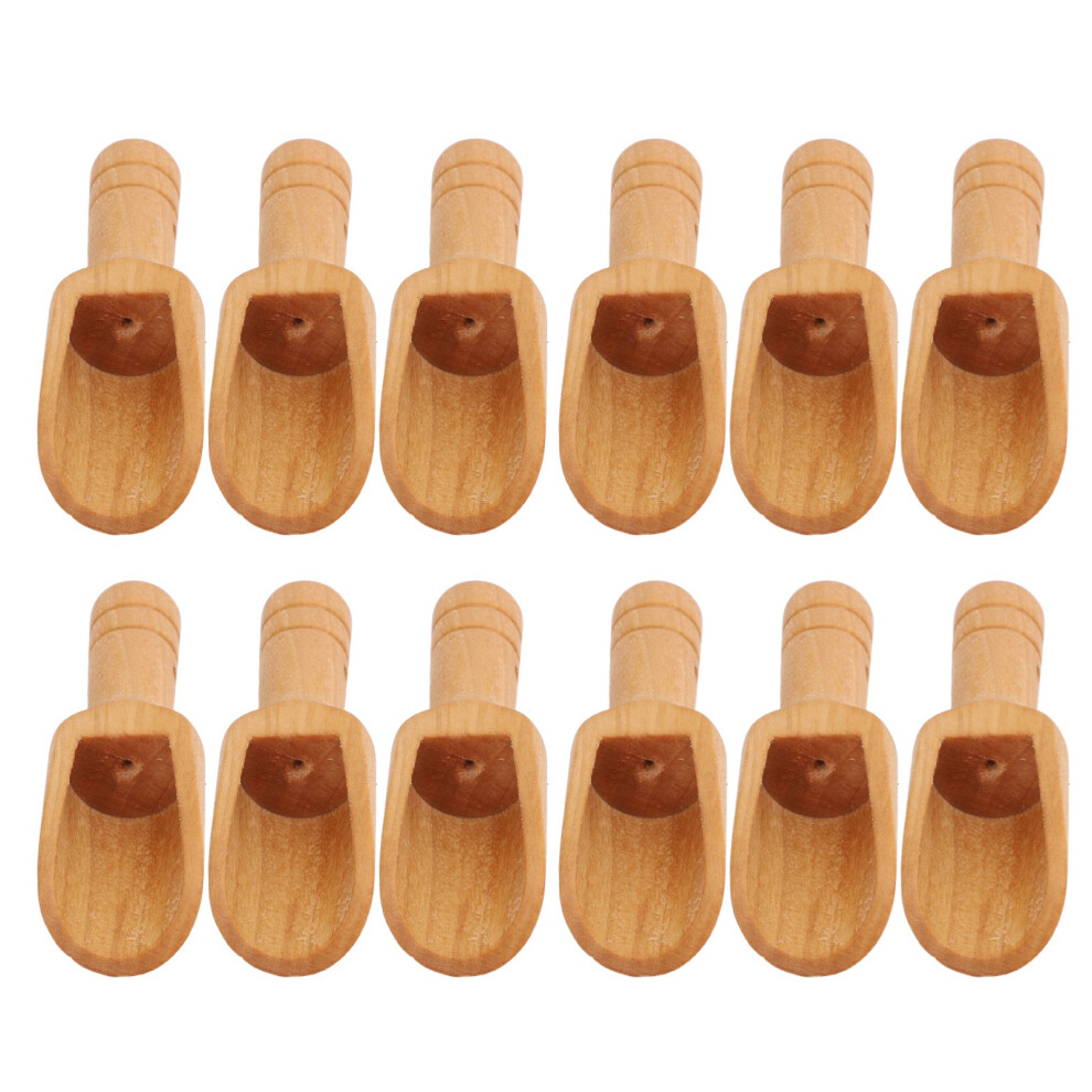 12 Pcs Wooden Scoops Mini Bath Salts Sugar Spice Baking Tools