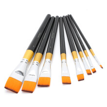 8 Stück Nylon-Haar Flachspitz-Pinselset für Acryl-, Wasserfarben- und Kunstmalerei