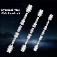 6Pcs Hydraulic Hose Field Repair Kit,1/4In,3/8In,1/2In and Small Repair Parts,Reusable Hydraulic Repair Fittings