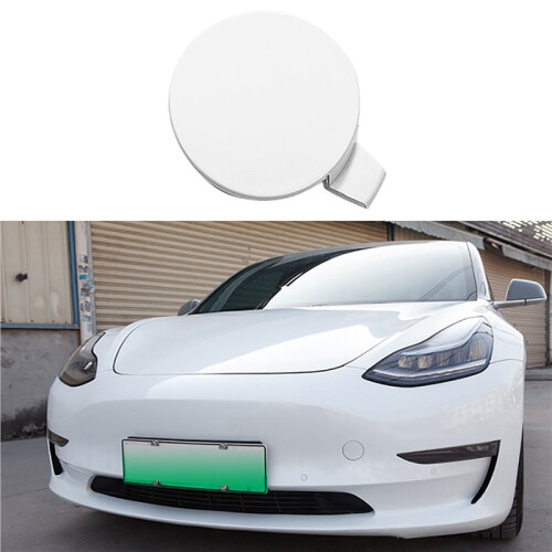 2X Car White Front Bumper Tow Hook Cap Cover Fit for  Model 3 2017-2021 ABS 1Pcs 2