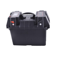 12V Battery Box for Boat and Truck with Dual USB Outputs, RealTime Voltage Display, Overload Protection