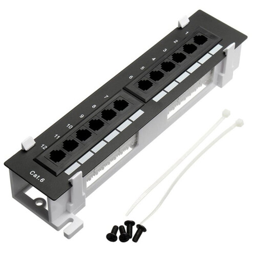 2X Network Tool Kit 12 Port CAT6 Patch Panel RJ45 Networking Wall Mount Rack with Surface Wall Mount Bracket 1