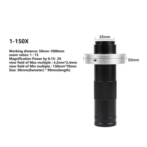 150X Magnification Adjustable Microscope Lens for C-Mount Digital Microscope Camera USB Adjustable Magnification 1