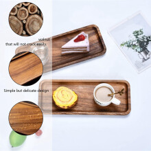 2X Small Wooden Tray for Display - Elegant Walnut Wood Serving Platter for Tea, Coffee, Snacks, Sushi, and Appetizers