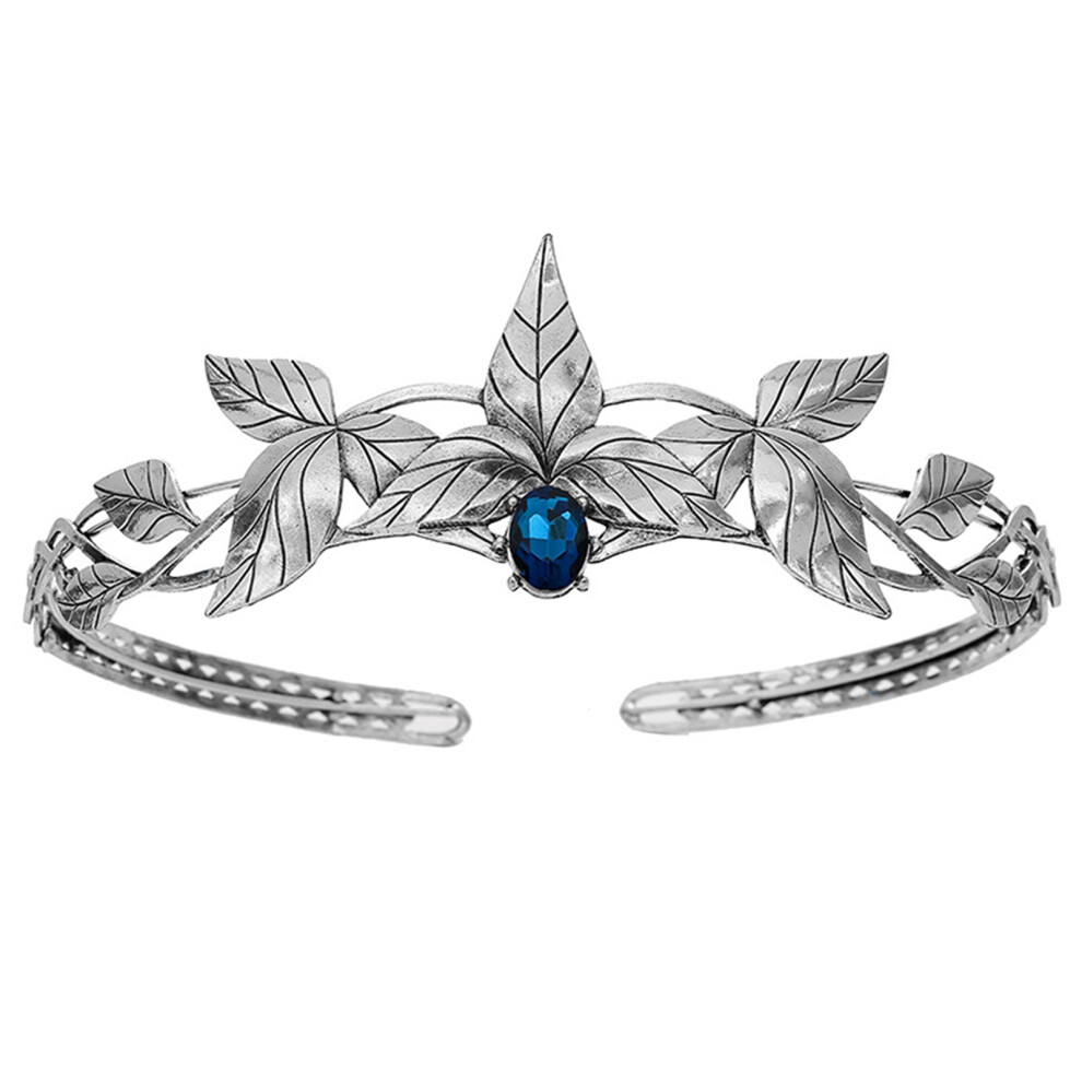 Roc-Electron Blue/Silver (Hole Drill, Ancient Silver) Baroque Metal Hair Hoop - Non-Slip Headpiece (50 Chars)