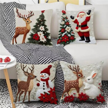 Christmas Throw Pillow Covers Skin-Friendly Soft Pillowcase Couch Pillow Covers for Sofa Bedroom Living Room Holiday