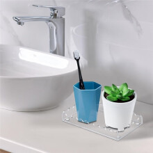 Acrylic Bathroom Vanity Tray 7.9",Soap Dispenser Decorative Scalloped Tray for Bathroom Kitchen Living Room Decor Vanity