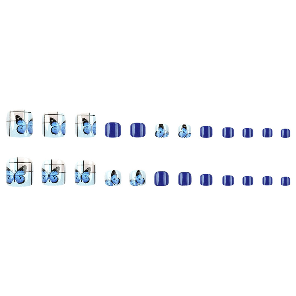 Dcph-Clothing Glossy Blue Fake Nails - Chip & Smudge Proof