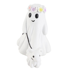 Resin 15cm Ghost Walking Dog Decor Ornament for Indoor Outdoor Display