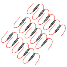 15 Pcs Inline Screw Type Fuse Holder 5x20mm 22AWG Red Wire for Glass Tube Fuses Reliable Circuit Protection