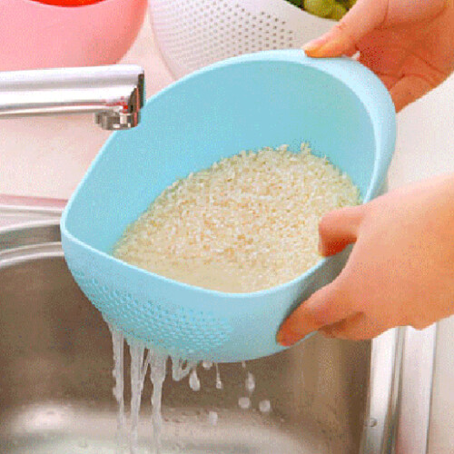 (Blue) Rice Strainer Basket - Large Capacity Colander Tool