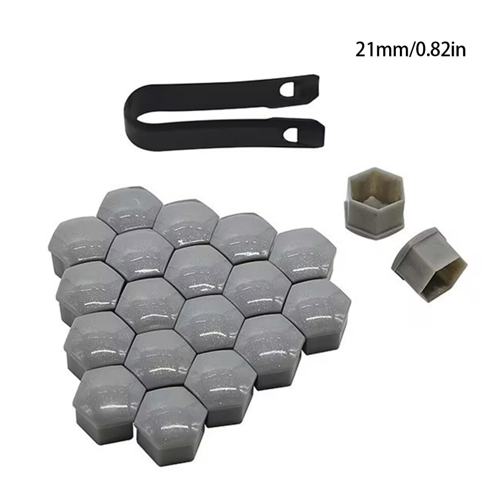 ( 20 Pcs And 1 Clip, 21Mm) 20Pcs Plastic Wheel Lug Nut Covers 17-21Mm For Car Rims Gray/Black 6001832554710