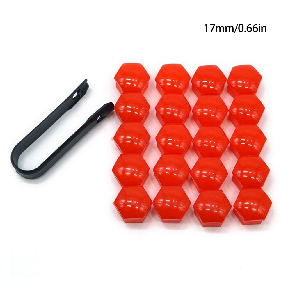 ( 20 Pcs And 1 Clip, 17Mm) 20Pcs Plastic Wheel Lug Nut Covers 17-21Mm For Car Rims Red/Black 6001832554727