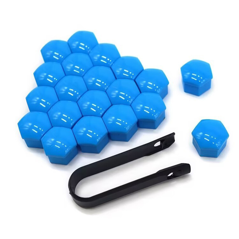 ( 20 Pcs And 1 Clip, 17Mm) 20Pcs Plastic Wheel Lug Nut Covers 17-21Mm For Car Rims Blue/Black 6001832554789