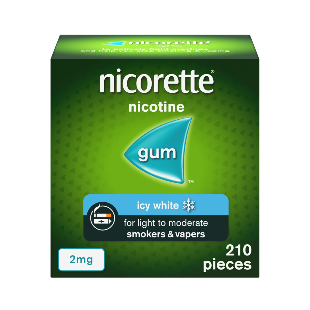 Nicorette Icy 2Mg Gum (210 Pieces) Discreet Stop Smoking And Stop White