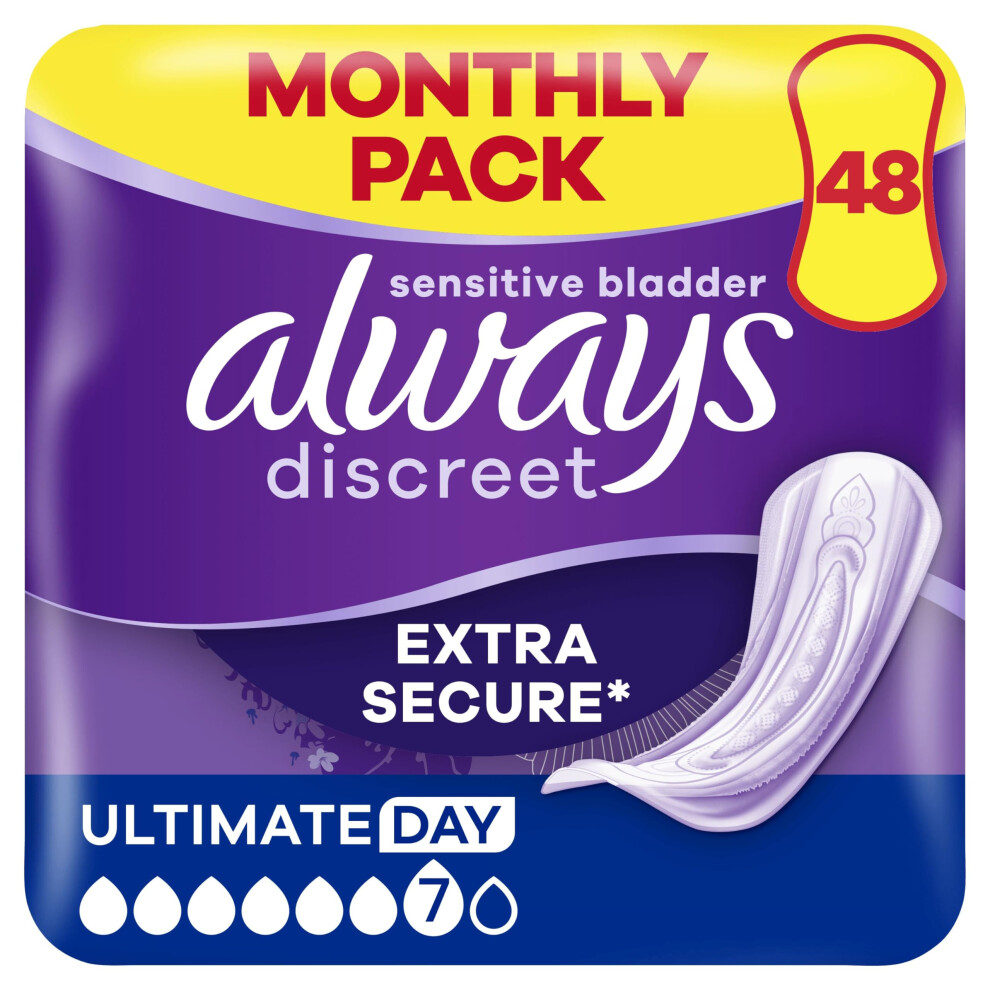 Always Discreet Incontinence Pads Women Ultimate Day Absorbency 6 48 Sanitary Towels
