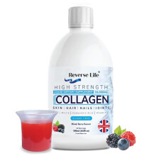 Reverse Life - High Strength Marine Collagen Liquid - Skin, Hair, Nails & Joints - 10,000mg Hydrolysed Peptide Food Supplement Drink - Hyaluronic Aci