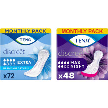 TENA Discreet Day & Night Bundle: Incontinence Pads for Women (12 x