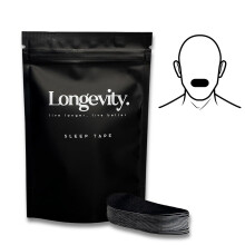 Longevity Sleep Tape - 30 Strips (Black) - Dermatologically Tested Mouth Tape fo